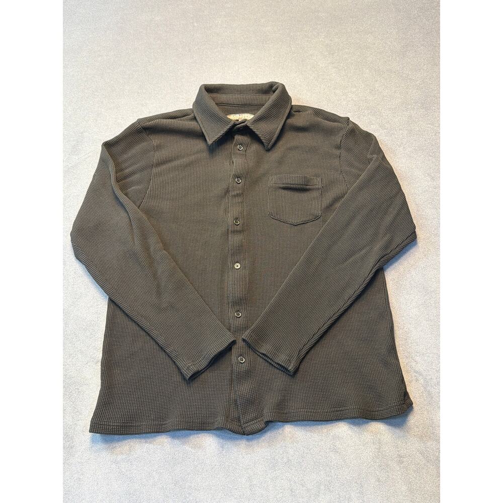 Slate and Stone Knit Button Up Long Sleeve Black Mens LG